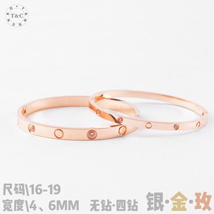 经典款卡加卡扣手镯镶钻宽窄版手镯钛钢镀18 k金钛钢手镯永恒之环