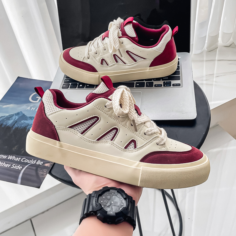 2025春新款板鞋皮面运动休闲面包鞋潮流百搭鞋XZ517-1XZ105P60，男鞋休闲鞋，星座517-1