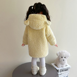 女童加绒外套秋冬季2025新款儿童加厚保暖冬装洋气女连帽毛毛衣，童装外套，祺妙童装