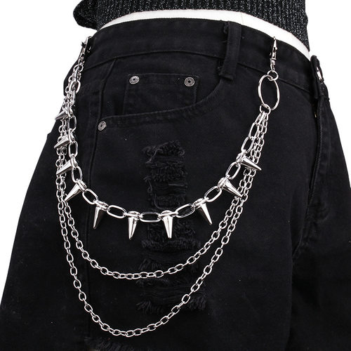 Hip Hop Metal Studded Waist Chain Stage Decor Belt Accessory