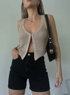 2023 women casual fashion ins style shirt sexy cardigan vest