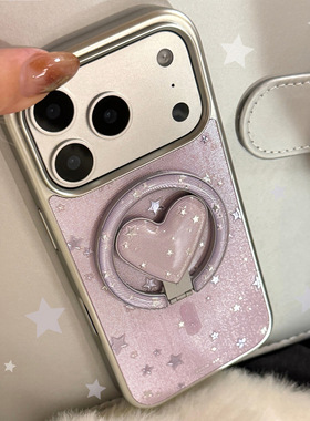AceCase紫色星河iphone16苹果17promax适用15手机壳14磁吸支架13鎏金12电镀11轻奢亚克力硬