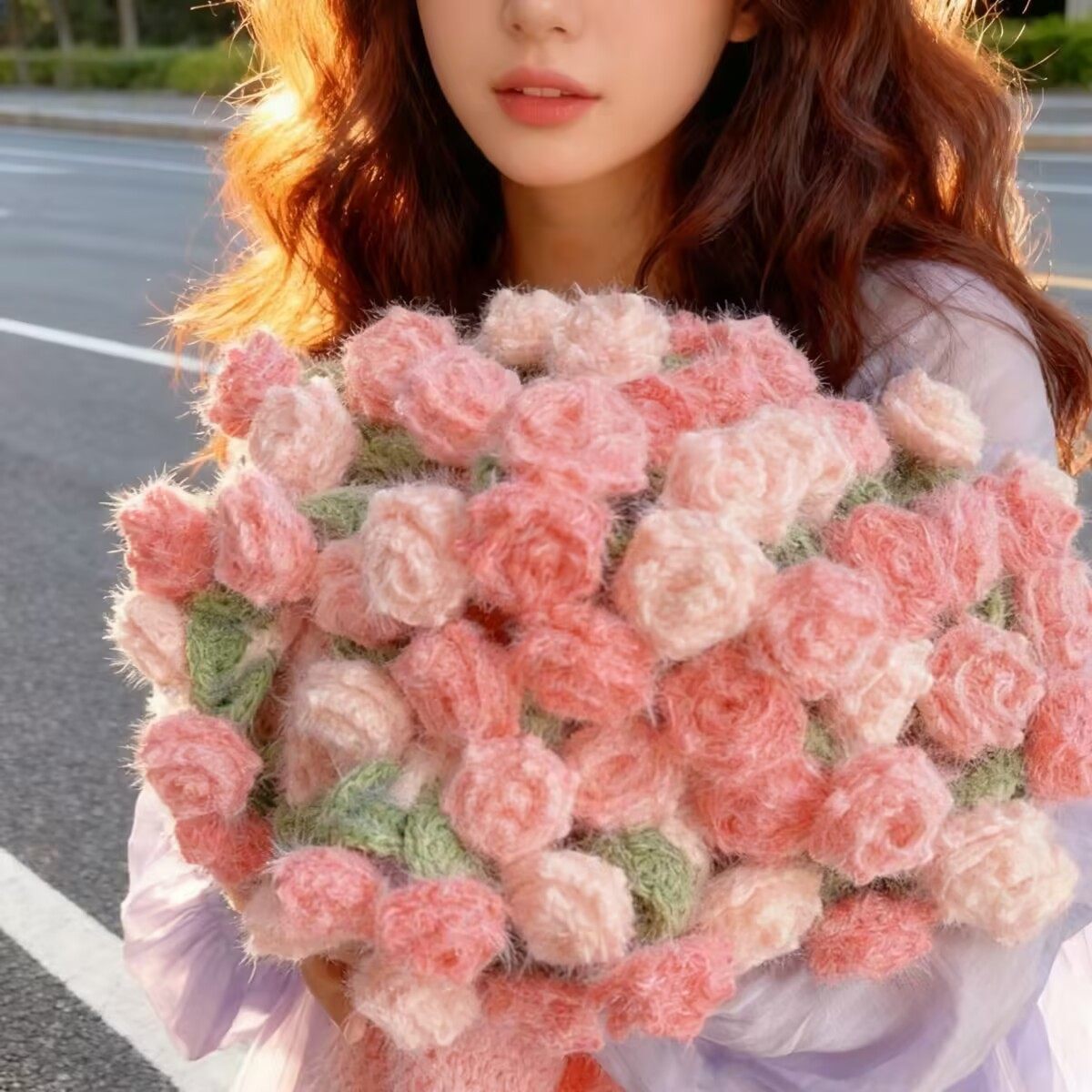 情人节花束毯子毯梦幻渐变玫瑰手工编织diy材料包毛线送女友礼物,服饰配件/皮带/帽子/围巾,毛线,淘宝优惠券,粉丝福利购,淘宝优惠卷