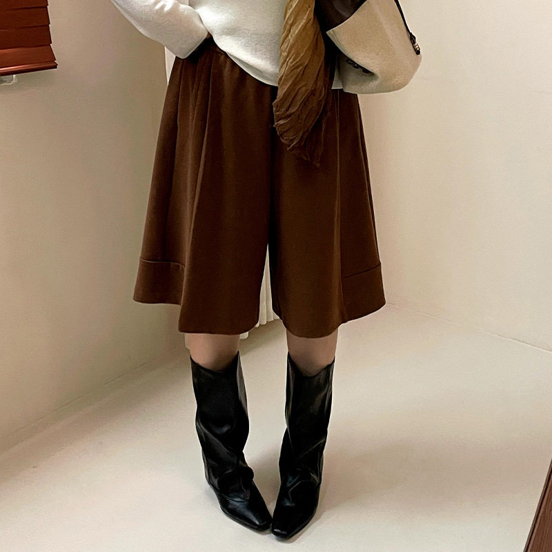 乃粒大码腰a字复古五分休闲裤女2026冬胖mm藏肉宽松垂感中裤82013