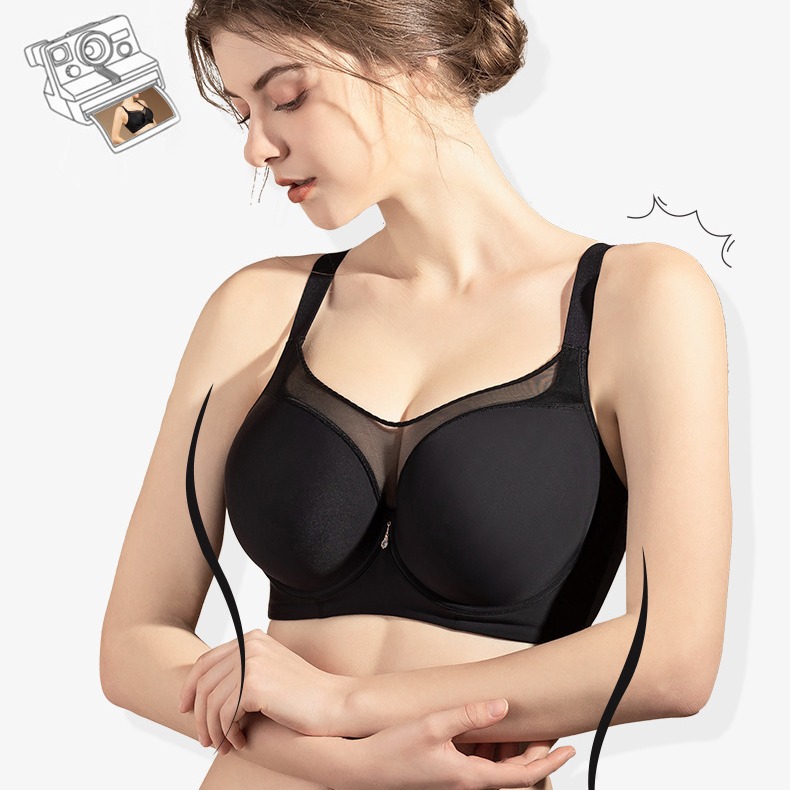 有钢圈薄款大码无痕内衣 75C80F85B90D95E100G105E大胸显小文胸罩