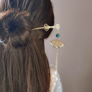 级感如意折扇发簪精致国风盘发发钗复古写真小众配饰头饰簪子女