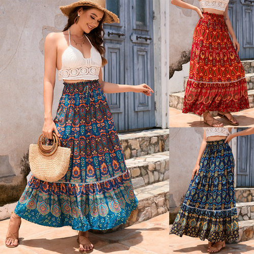 New style cashew skirt seven-color denim patchwork dresses