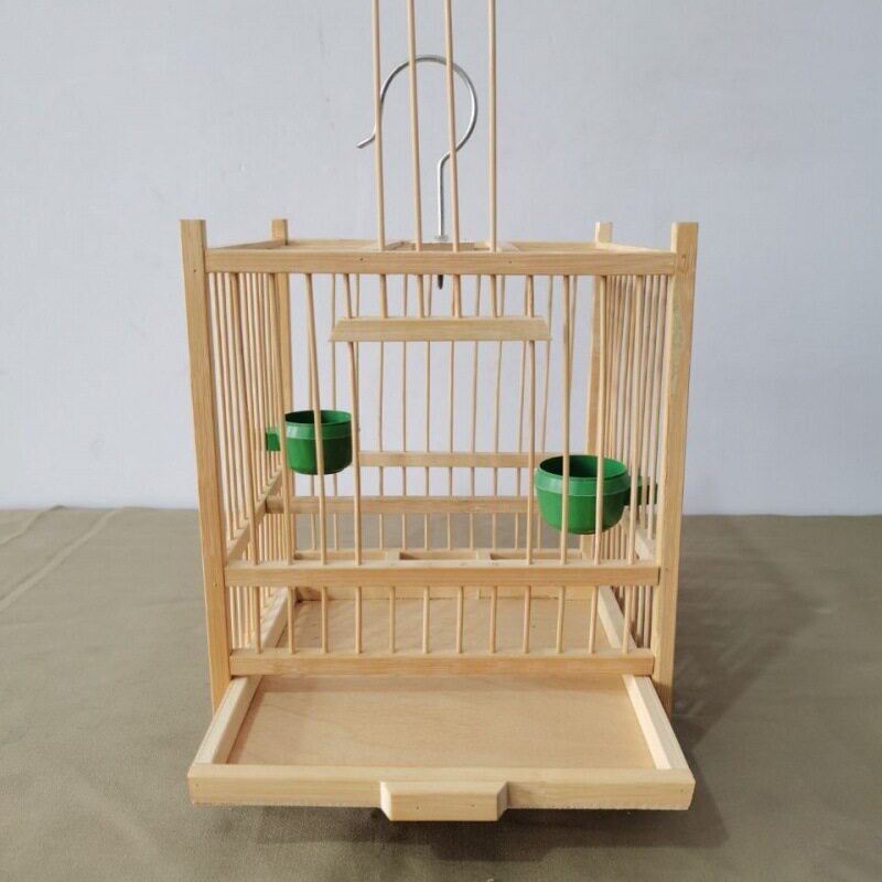 热销鸟笼竹制小方笼适合养绣眼贝子黄鸟做工细结实一件热独立站