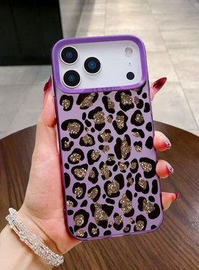 cartoon glitter leopard print case适用iphone 11 12 13 14 15 16 17 pro max XR XS MAX 7 8 PLUS