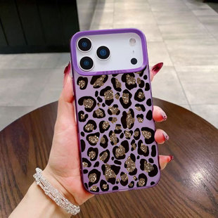 cartoon glitter leopard print case适用iphone 11 12 13 14 15 16 17 pro max XR XS MAX 7 8 PLUS