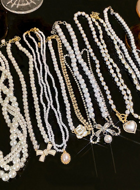 景点礼物仿珍珠项链仙女轻奢小众高级感串珠锁骨链复古时尚风配饰