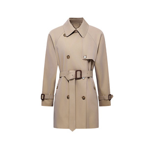 翡格依2026春新款嘉泽华英伦双排扣收腰翻领通勤风衣外套中长款女