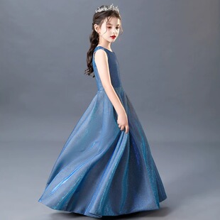 女童公主裙长款钢琴演出服六一儿童乐团合唱端礼服学生晚会主持