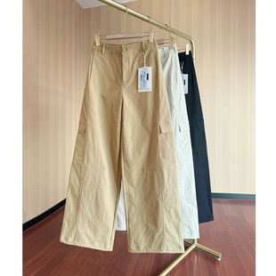 女窄版工装裤春季新款美式腰显瘦档舒柔特抗皱质感直筒束脚裤正品