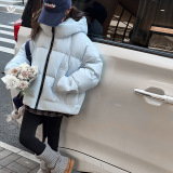 女童2025年冬季新款多巴胺加厚连帽棉衣女大童洋气时髦端面包服，童装棉衣，祺儿童装