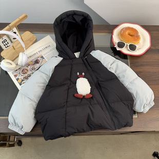 童羽绒服冬装企鹅保暖羽绒连帽上衣儿童新款休闲羽绒外套保暖冬装