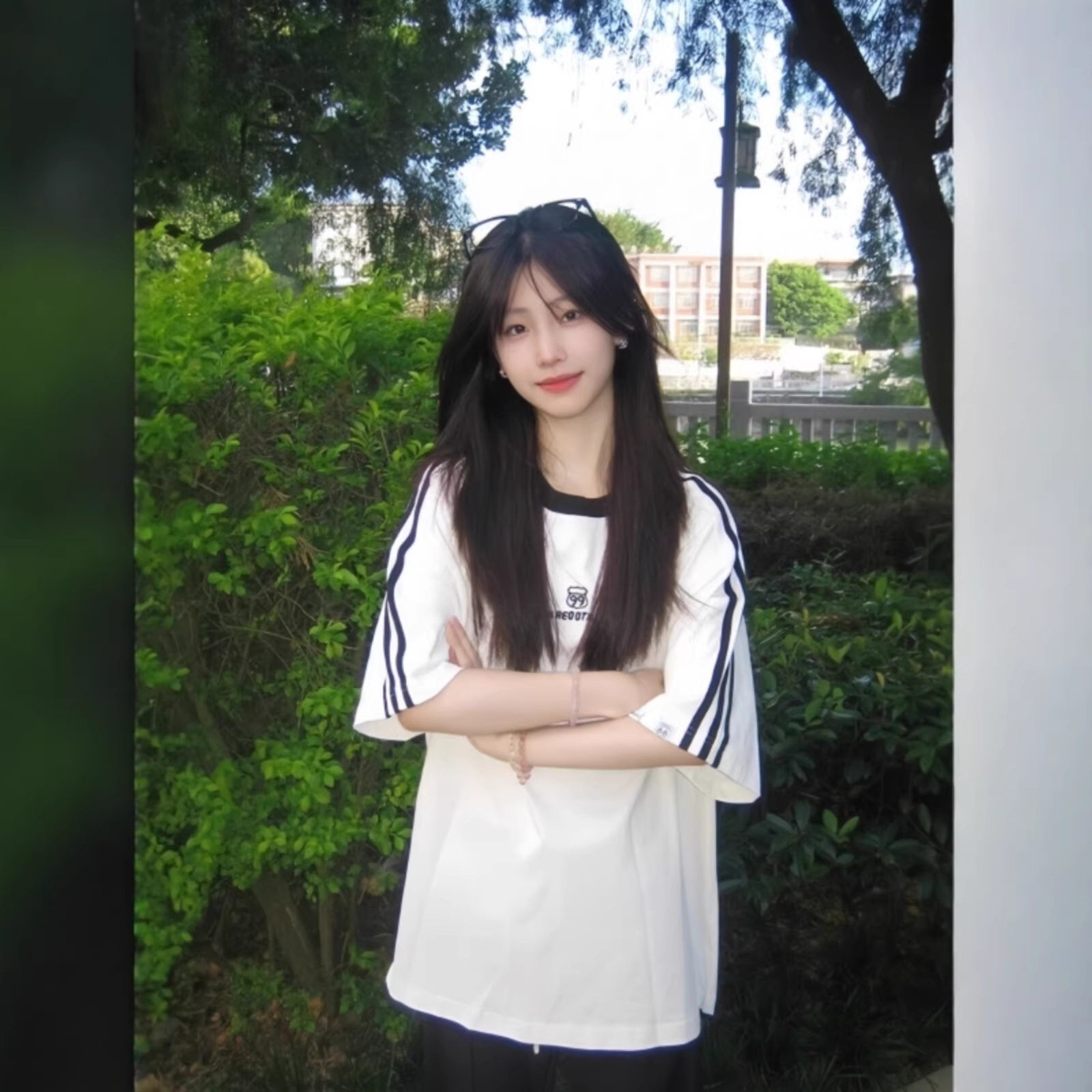 美式三条杠短袖T恤女大童夏季2026新款初中高中学生宽松半袖上衣