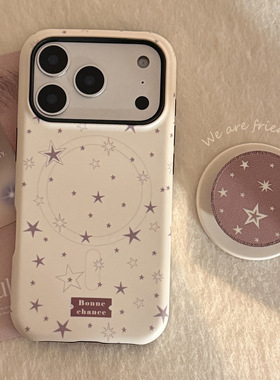 AceCase涂鸦星星iPhone16苹果17promax适用15手机壳14鎏金13磁吸支架12韩系11菲林硬