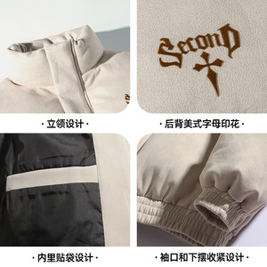 麂皮绒棉服冬季新款复古加厚情侣潮流保暖棉衣外套L5141-P85控138图片