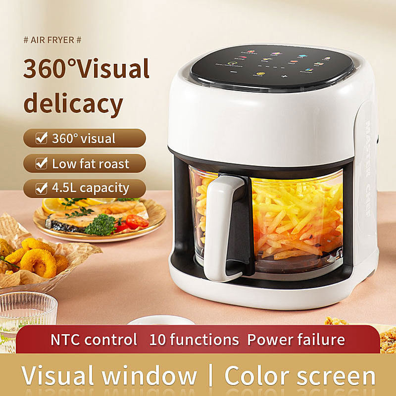美规110V空气炸锅air fryer 4.5L家用智能可视炸鸡翅薯条空气炸锅