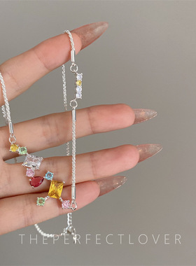 彩色锆石项链手工波光粼粼