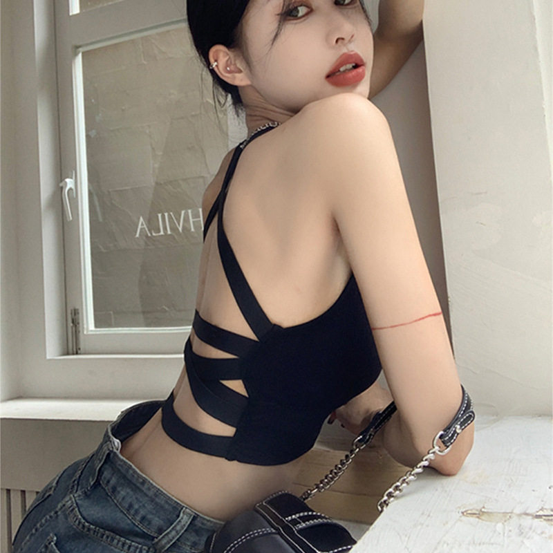 新款交叉设计吊带美背性感内搭胸垫性感背心女外穿挂脖修身上衣,女士内衣/男士内衣/家居服,抹胸,淘宝优惠券,粉丝福利购,淘宝优惠卷