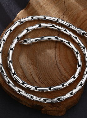 小众银饰男士s925纯银项链个性重工环扣环项链情侣个性纯银饰品
