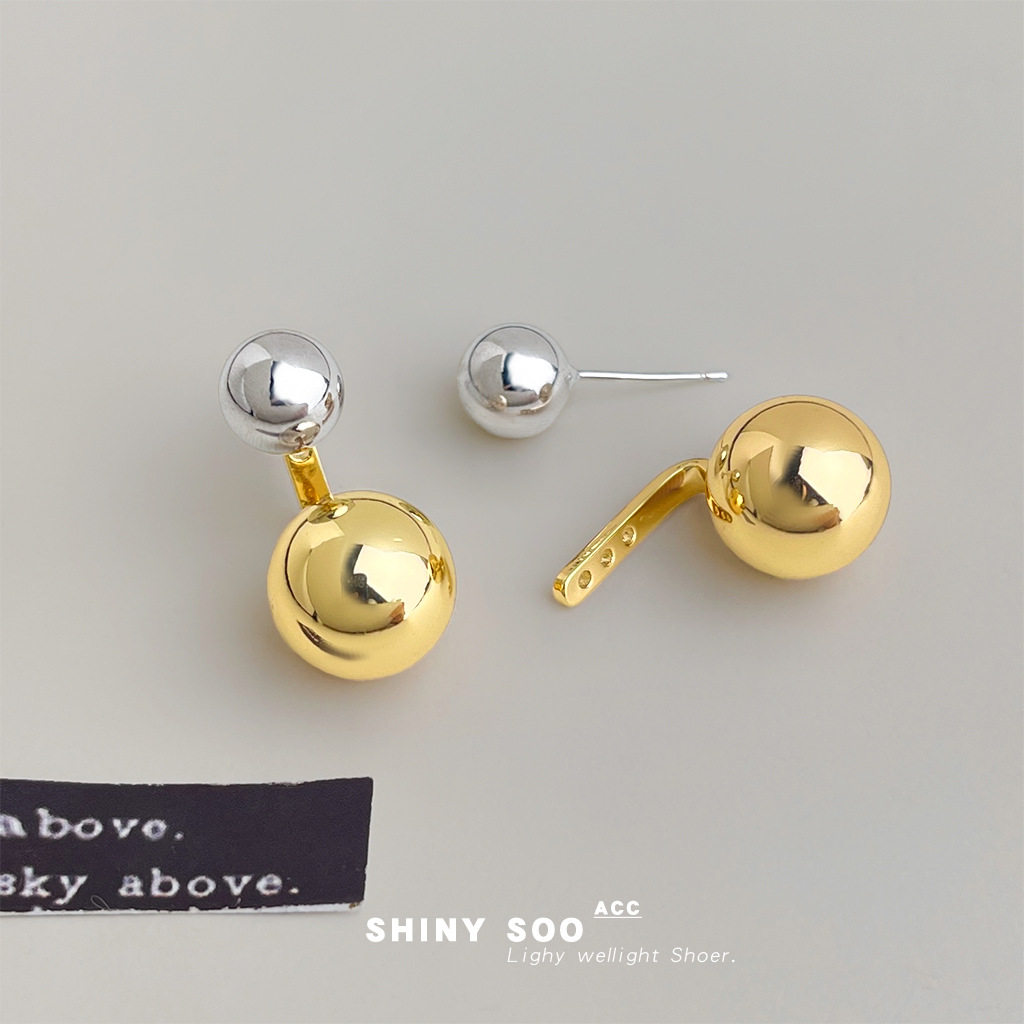 一款两戴文艺街拍搭配时尚双拼色银针几何圆形豆豆耳饰耳环饰通勤,饰品/流行首饰/时尚饰品新,耳环,淘宝优惠券,粉丝福利购,淘宝优惠卷