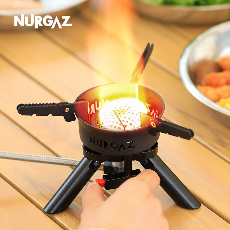 NURGAZ露营炉具分体式可折叠炉头带电子打火气炉便携猛火炉防风