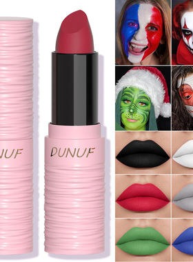 脸彩口红哑光万圣节脸部彩绘人体脸颜料白色绿蓝土黑灰色口红彩妆