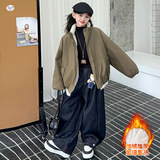 女童加绒加厚外套2025年冬季新款中大童双面穿立领棉服保暖夹克衫，童装外套，祺儿童装