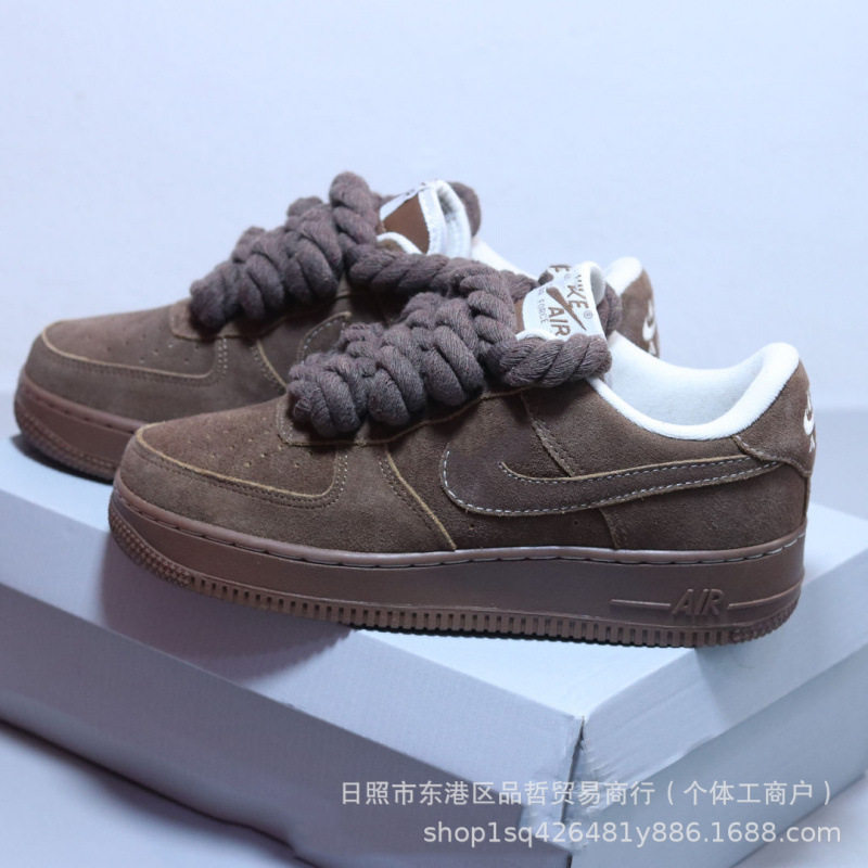 Cross-Border Wholesale Af1 Hemp Rope Sneakers with Thick Laces, Women's Sports Shoes, Air Force One Limited Edition Casu foto 4