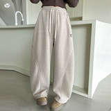 女童2025年冬季新款字母刺绣加绒弯刀裤女大童户外保暖拼接休闲裤，童装裤子，祺儿童装