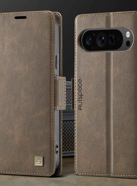 适用谷歌9ProXL防盗刷FRID手机壳8A磁扣翻盖小牛纹皮套Pixel8钱夹保护套8Pro全包防摔皮壳