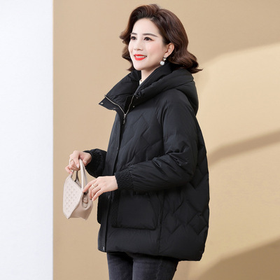 中年妈妈冬装棉袄加绒外套新款中老年人女装冬季棉衣洋气羽绒棉服