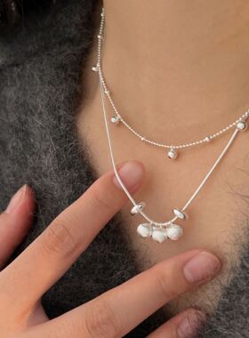 持恒韩国韩版S925纯银拉丝猫眼珠项链2026新款圆珠锁骨链时尚轻奢