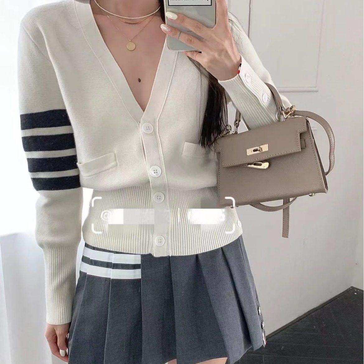 TB女士春秋季经典四杠马卡龙开时尚套装