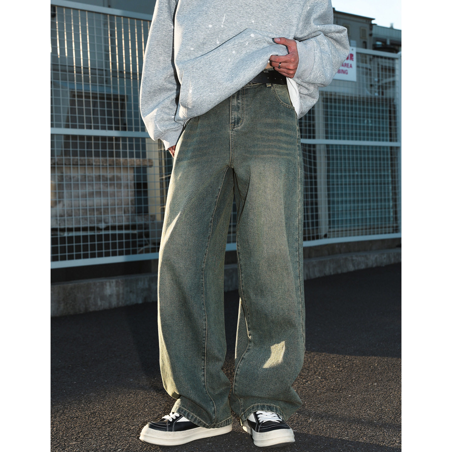 牛仔裤秋季新款廓形复古弯刀裤潮牌休闲长裤子MN2474-P55控78,男装牛仔裤,电商A362