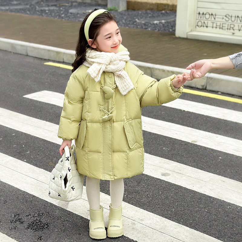 女童冬装羽绒服2025新款儿童洋气时髦女秋冬中长款白鸭绒外套P178，童装羽绒服，祺妙童装
