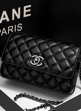 新款真皮小香风羊皮菱格穿皮链条肩斜挎包百搭外贸款小方包特价