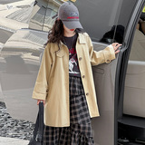 女童风衣外套2025年秋季新款中大童韩系中长款夹克衫秋装长袖上衣，童装风衣，祺儿童装