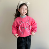 女小童加绒领卫衣秋冬2025新款儿童保暖打底衫冬装加厚上衣P63，童装卫衣/绒衫，祺妙童装