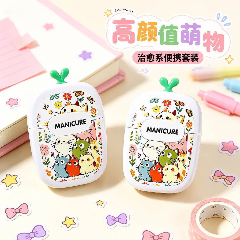 六件套卡通便携指甲刀套装工厂logo定制跨境现货爆款