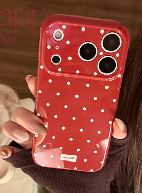 AceCase新年红色波点iphone16苹果17promax适用15手机壳14简约13喜庆12防摔11