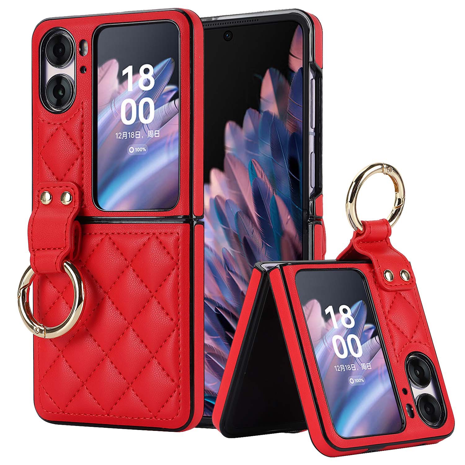 适用OPPO Find N2 Flip小香风羊纹手机壳N3flip指环保护套折叠屏贴皮套OPPON3翻盖指环扣外壳菱格时尚新款女