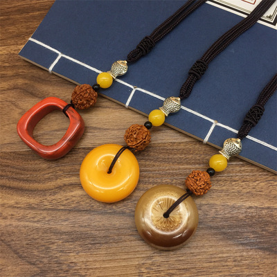 复古毛衣链棉麻绳子女树脂