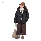 女童夹棉加厚棉服2025年冬季新款中大儿童休闲短款棉衣冬装面包服，童装棉衣，祺儿童装