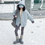 女童2025年冬季新款袖口绣花加绒棉衣女大童户外保暖时尚百搭外套，童装棉衣，祺儿童装