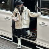 女童夹棉加厚外套2025年冬季新款中大童拼接夹克衫休闲棉服大口袋，童装棉衣，祺儿童装