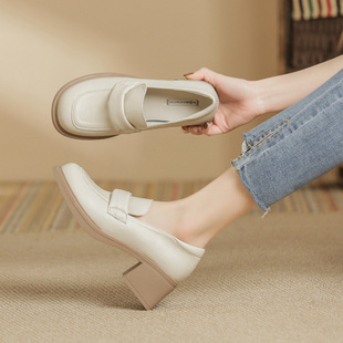 女复古通勤百搭玛丽珍粗跟厚底乐福鞋 新款 2023年夏季 英伦风小皮鞋